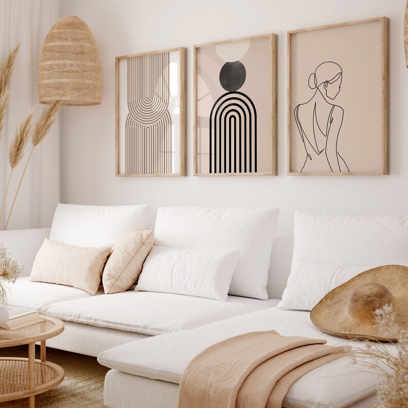 Geometric Arch Print Set of 3 PRINTABLE Women Line Art - Etsy