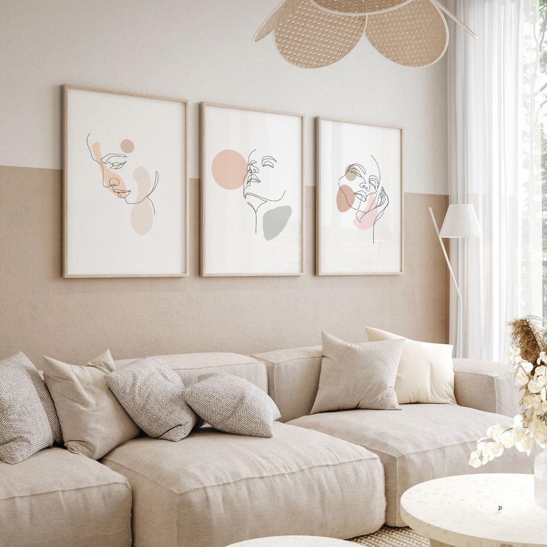 Woman Line Art Print Set of 3, Printable Female Face Line Wall Art ...