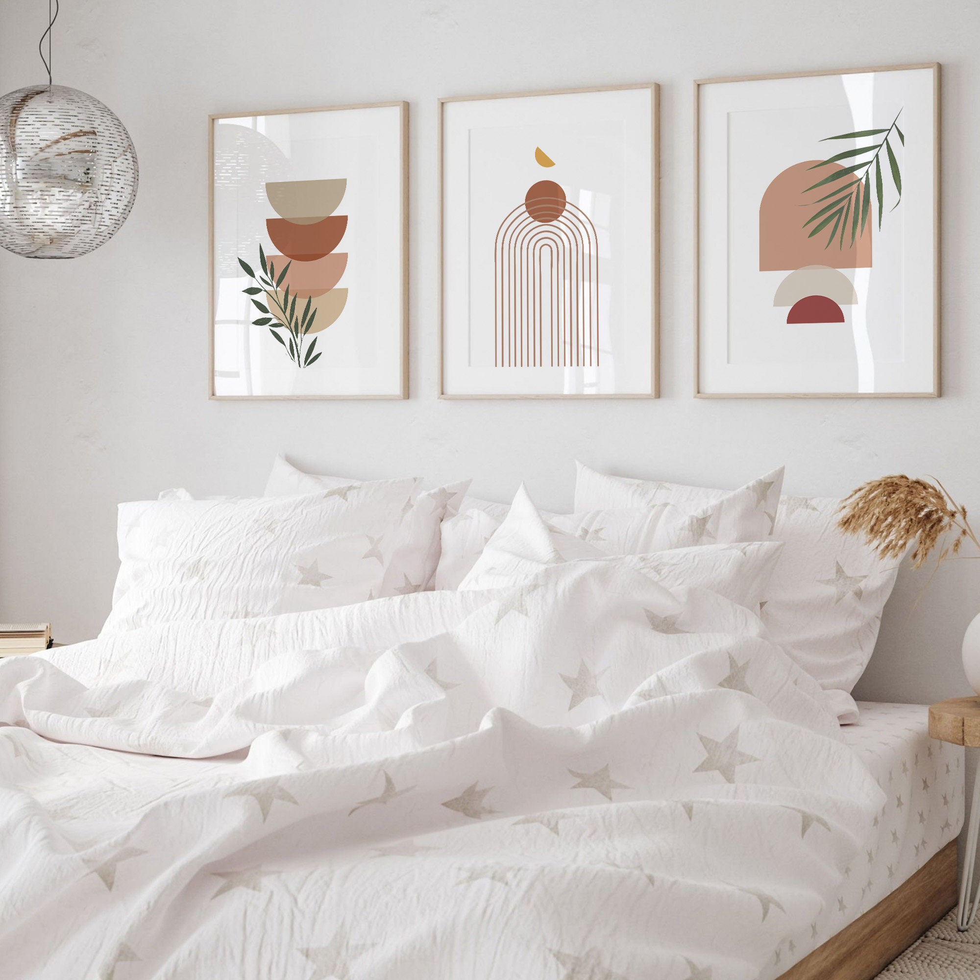 Boho Abstract Wall Art Prints Set of 3, Mid Century Modern Print, Boho ...