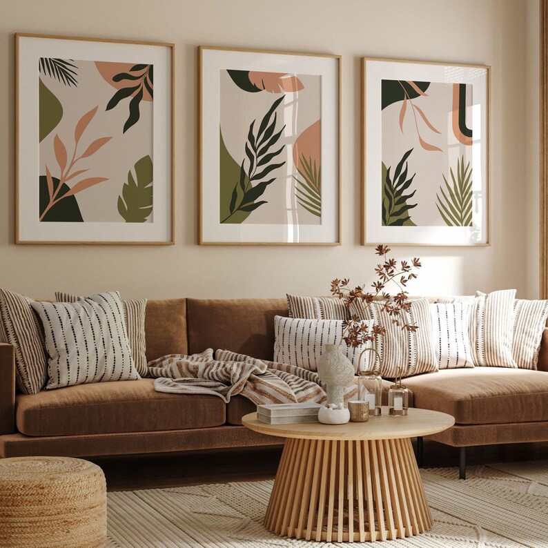 Boho Botanical Print Set of 3, Printable Abstract Botanical Print ...