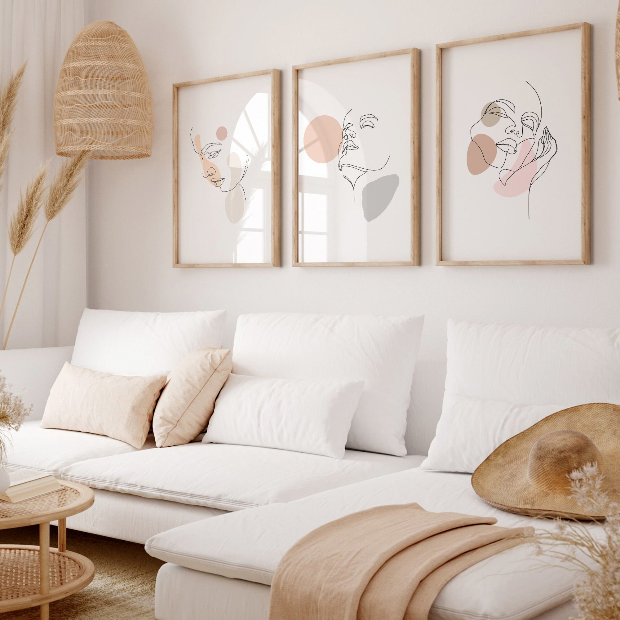 Woman Line Art Print Set of 3, Printable Female Face Line Wall Art ...