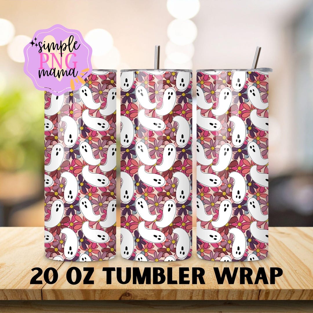 Floral Ghost 20 Oz Tumbler Wrap | Cute School Supplies PNG (digital ...