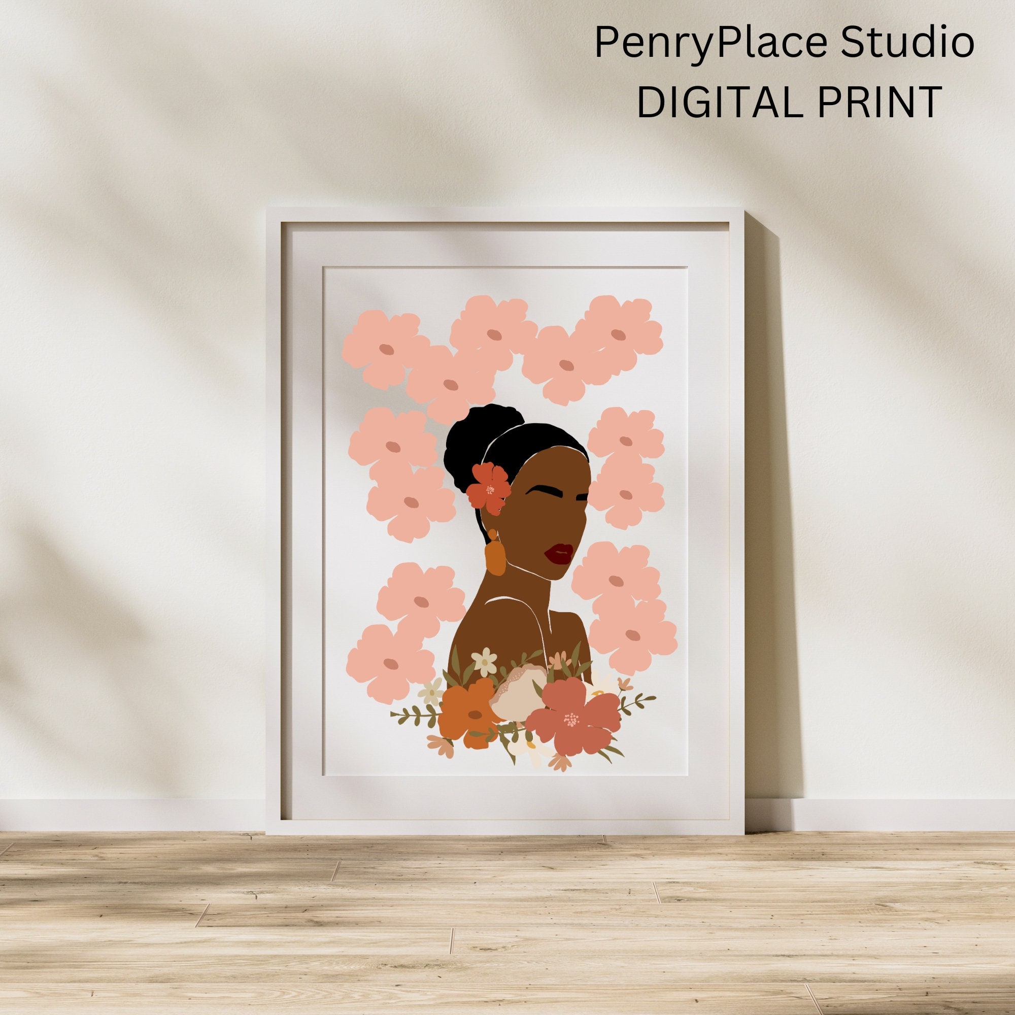 Pinklady Wall Art, Female Wall Art, Digital Print Home Decor, African ...