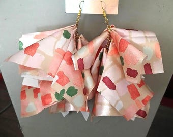 Peach Flutter Fabric earrings