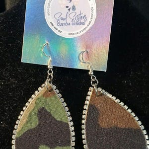 Camo Bling Teardrop Shape Earrings