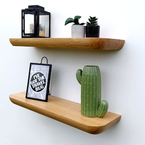 Oak Floating Shelf with Curved Edges, Handmade Wall Shelf Custom Size