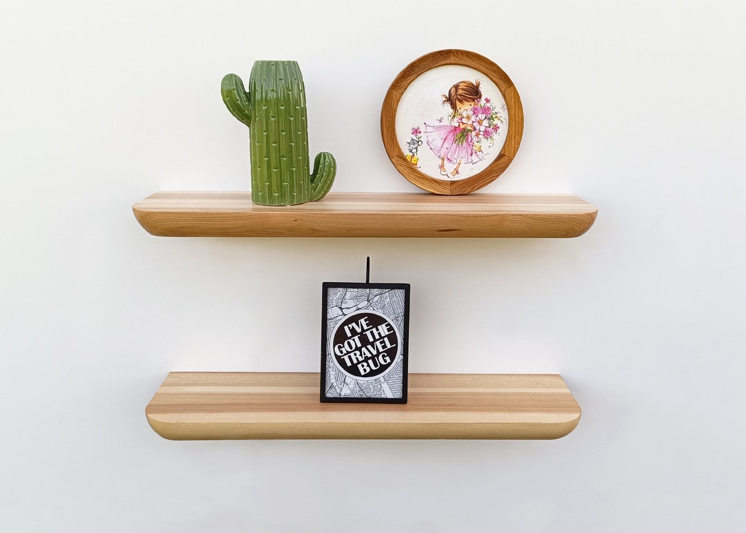 Natural Ash Wood Floating Shelf with ...