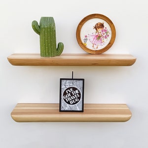 Floating Shelves Home Wall decor custom color from solid wood custom size with brackets wall mounted shelf with rounded corners bookshelf