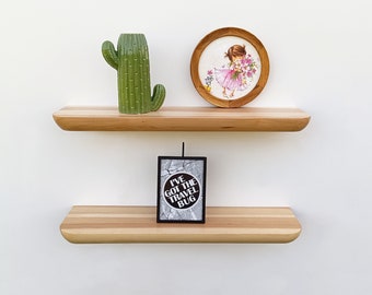 Floating Shelves Home Wall decor custom color from solid wood custom size with brackets wall mounted shelf with rounded corners bookshelf