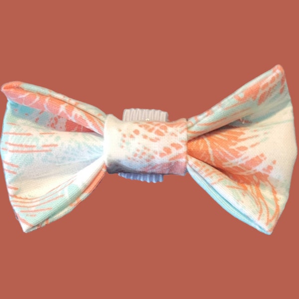 Coral mint feathers fur baby bow