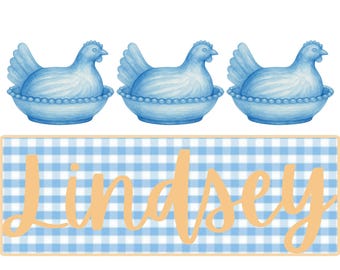 Blue Hen on Nest Shirt Design | Antiquing with Mom Tee | Vintage Chicken PNG | Cottagecore Gingham Graphic | Sublimation File