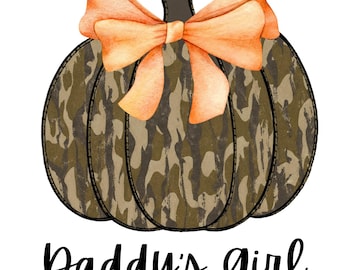 Camo Pumpkin PNG | Daddy’s Girl Fall Bow Design | Sublimation & Printable Graphic