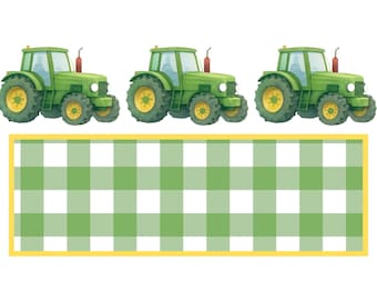Green Tractor PNG | Farm Truck Sublimation | Watercolor Tractor Clipart | Farm Boy PNG | Gingham Wrap PNG | Farming Shirt Design