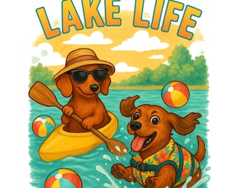 Lake Life Dachshund PNG •summer•trendy•dachshund•dogs•lake