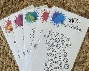 Paint Splat Laminated Savings Challenge Trackers, Savings, Save Money
