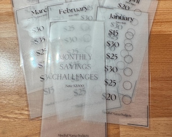 Monthly Savings Challenge, Laminated Trackers, Savings Binder, Save Money, How to Save Money, A6 Savings Challenge Trackers, low income