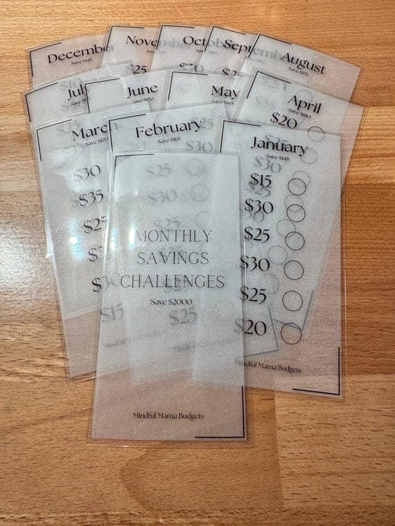 Monthly Savings Challenge, Laminated Trackers, Savings Binder, Save Money, How to Save Money, A6 Savings Challenge Trackers, low income