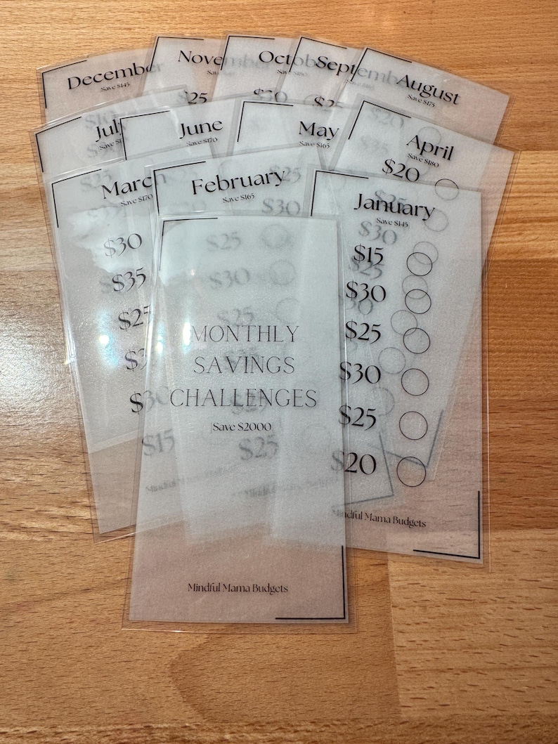 Monthly Savings Challenge, Laminated Trackers, Savings Binder, Save Money, How to Save Money, A6 Savings Challenge Trackers, low income image 1