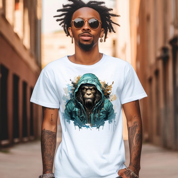 Urban Gorilla T-shirt Design, Street Style Animal PNG, Hip Hop Gorilla PNG, T-shirt Design PNG, Pod Commercial Use, Resale