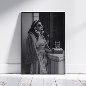 Glamorous Vintage Woman With Retro Phone BW, Black and White Art, Vintage Wall Art,Old Photo,Digital DOWNLOAD, PRINTABLE Wall Art