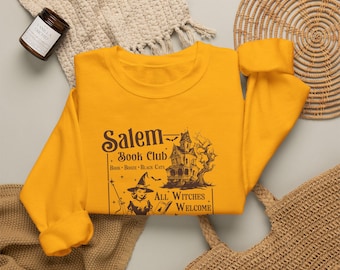Salem Book Club Witch Illustration Crewneck | Vintage Spooky Halloween Sweatshirt
