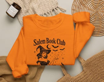 Salem Book Club Sweatshirt – Vintage Witch & Black Cat Reading Crewneck