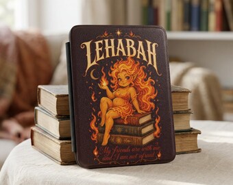 Lehabah Flame Sprite on Books Kindle Case | Fiery Witchy Reading Cover