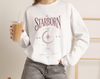 Starborn Sweatshirt: Celestial Moon Phases, Stars, Constellations (Cotton Blend)