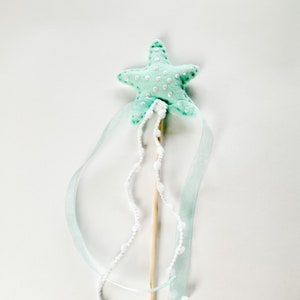 Aqua Star Fish Wand | whimsical kids, magic wand, make believe decor, pretend play, Montessori style, boho decor, under the sea, summer