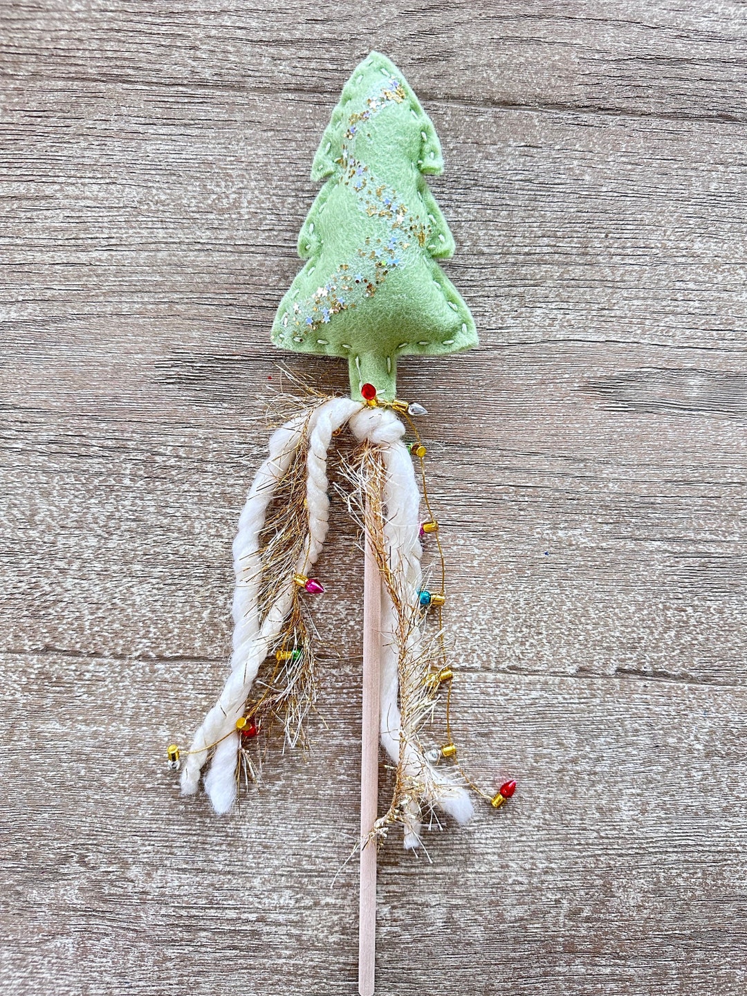 Green Christmas Tree Wand Whimsical Kids Magic Wand Make Etsy