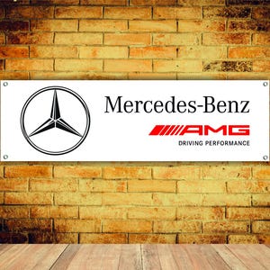 Mercedes-Benz AMG Logo Banner Vinyl Garage Sign,office or showroom, Flag, Racing Poster, Auto Car Shop, Car Poster, Garage Decor, Gift