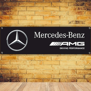 Mercedes-Benz AMG Logo Banner Vinyl Garage Sign,office or showroom, Flag, Racing Poster, Auto Car Shop, Car Poster, Garage Decor, Gift