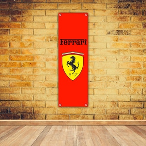 Ferrari Logo Banner Vinyl Garage Sign,office or showroom, Flag, Racing Poster, Auto Car Shop, Car Poster, Garage Decor, Gift ,workshop