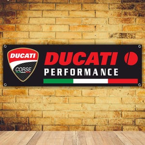 DUCATI Banner Vinyl Garage Schild, Büro oder Showroom, Flagge, Racing Poster, Auto Car Shop, Auto Poster, Garage Dekor, Geschenk, Werkstatt