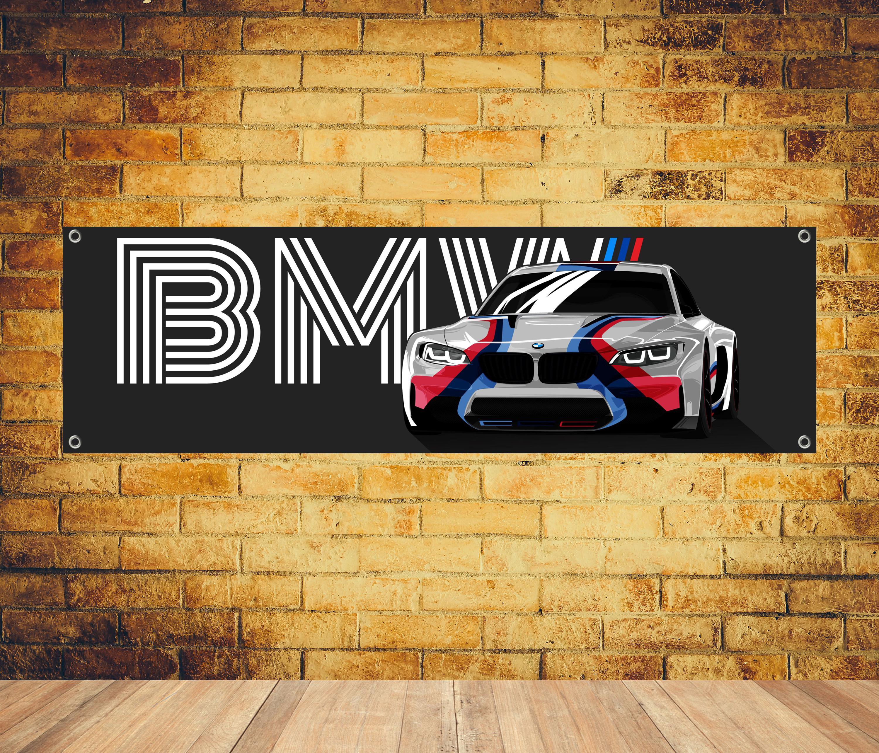 Letrero de vinilo con el logotipo de BMW para garaje, oficina o sala de exposición, bandera, póster de carreras, taller de automóviles, póster de automóviles, decoración de garaje, obsequio, taller