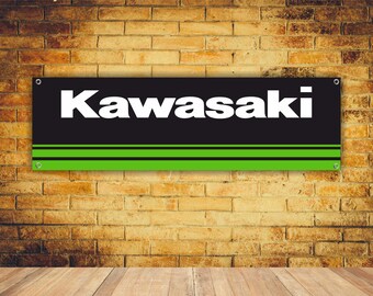 Kawasaki Logo Banner Vinyl Garage Sign,office or showroom, Flag, Racing Poster, Auto Car Shop, Car Poster, Garage Decor, Gift ,workshop