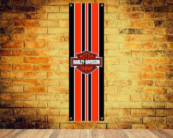 Harley-Davidson Logo Banner Vinyl Garage Sign,office or showroom, Flag, Racing Poster, Auto Car Shop, Car Poster Garage Decor, Gift workshop