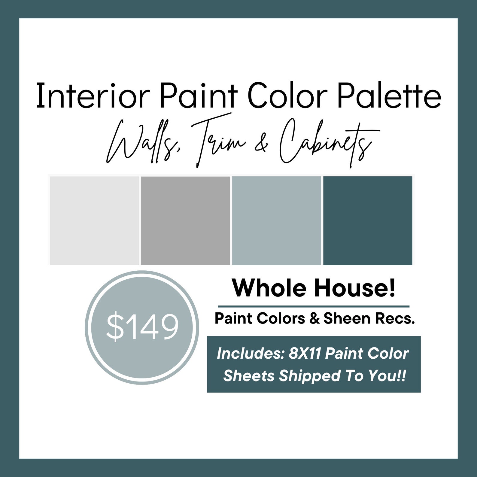 Custom Interior Paint Color Palette - Etsy