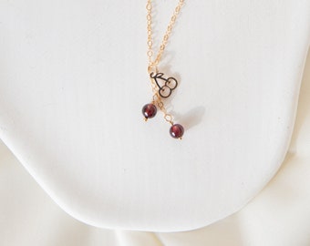 Fruit Collection | Cute Cherry Necklace | Garnet bead necklace | Gold filled necklace | Dainty necklace | gift for her