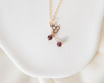 Fruitcollectie | Schattige kersenketting | Granaat kralenketting | Goud gevulde ketting | Sierlijke ketting | cadeau voor haar