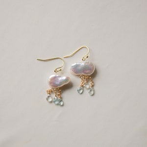 Cloud pearl earrings | cloud with raindrop | dangle earrings | gift for her