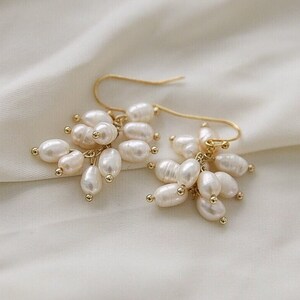 pearl cluster earrings | pearl bridal Earrings | Gift for her | freshwater pearl earrings | Gold earrings | silver earrings