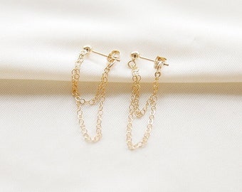 Gold filled stud chain earrings | minimalistic earrings | everyday earrings | gift for friend