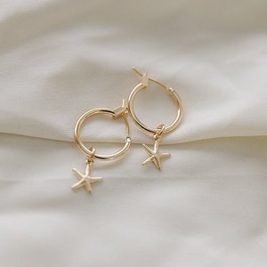 starfish hoop earrings | Gold minimalistic earrings | Vacation earrings | Ocean earrings | Summer jewelry | Gift for her