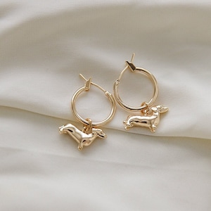 Dog earrings | Minimalistic gold hoops | Dog lover earrings | animal earrings | Gift for her
