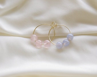Gender reveal earrings | baby shower earrings | pregnancy gift | beaded hoops