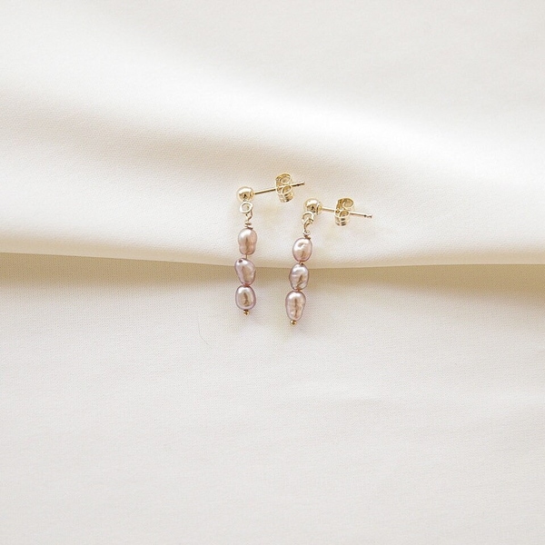 lavender pearl earrings | baroque earrings | gold filled stud earrings | everyday earrings | gift for her