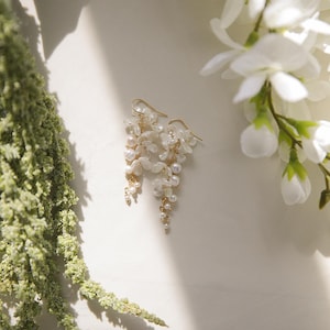 Hortensias colgantes / pendientes florales / pendientes de flores / pendientes de jardín / pendientes de boda / joyas de novia