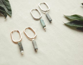 Summer collection ll l Unbalanced turquoise pearl hoops | oval hoop earrings | gold earrings | gift for her