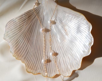 Pearl necklace | Gold dainty necklace | bridesmaid gift | layering necklace | gift for her